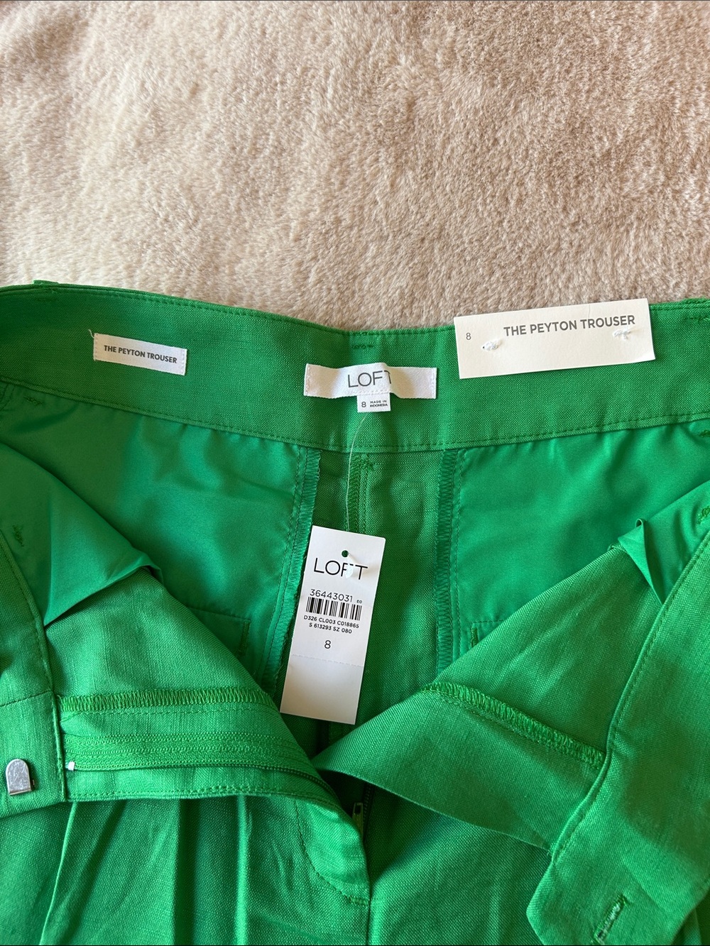 LOFT Emerald Green Wide-Leg High-Rise Pants - Picture 2 of 4